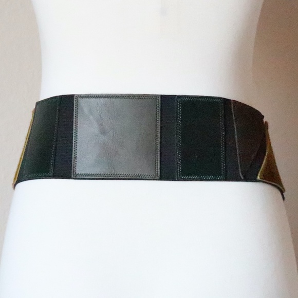 Gaultier stretch leather/suede patch elastic belt main image 5